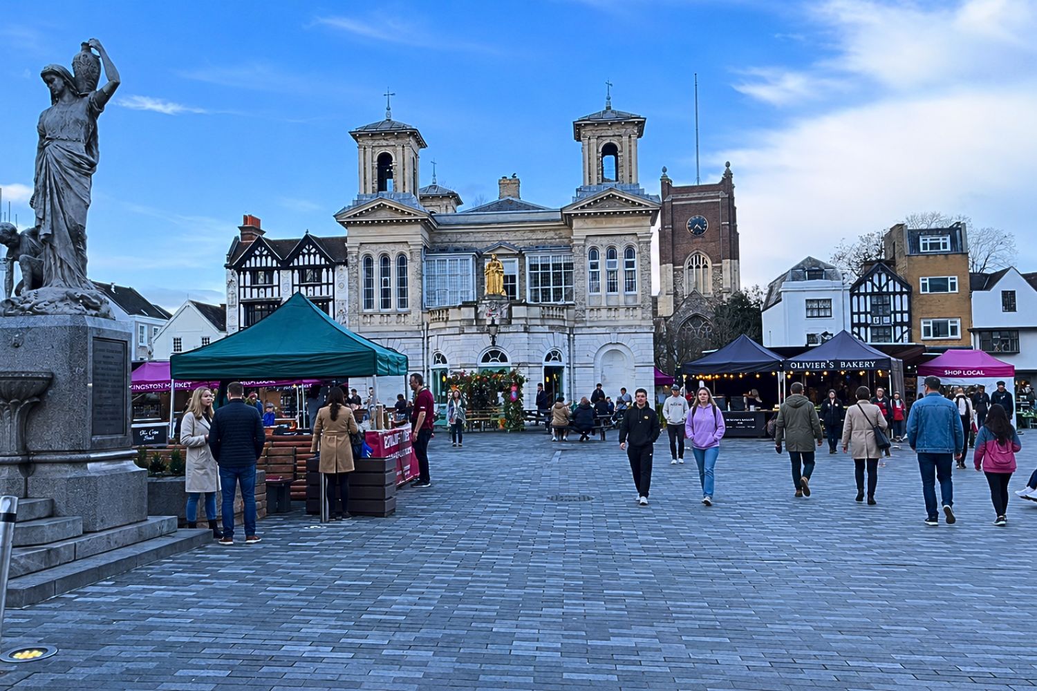 Pedestrianised Clarence Street shopping in Kingston upon Thames